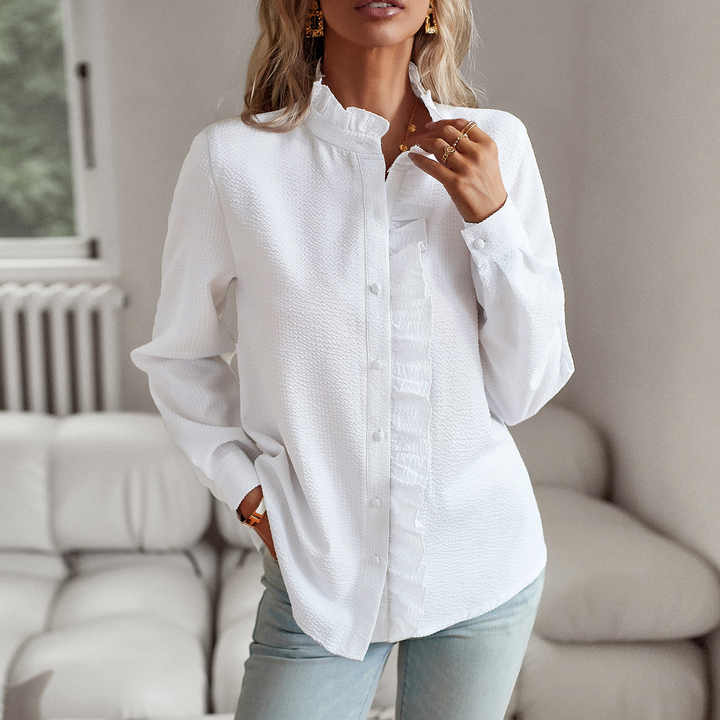 Selene | Long Sleeve Blouse with Cuff Collar Design - Ciara & Fiona