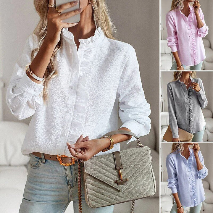 Selene | Long Sleeve Blouse with Cuff Collar Design - Ciara & Fiona