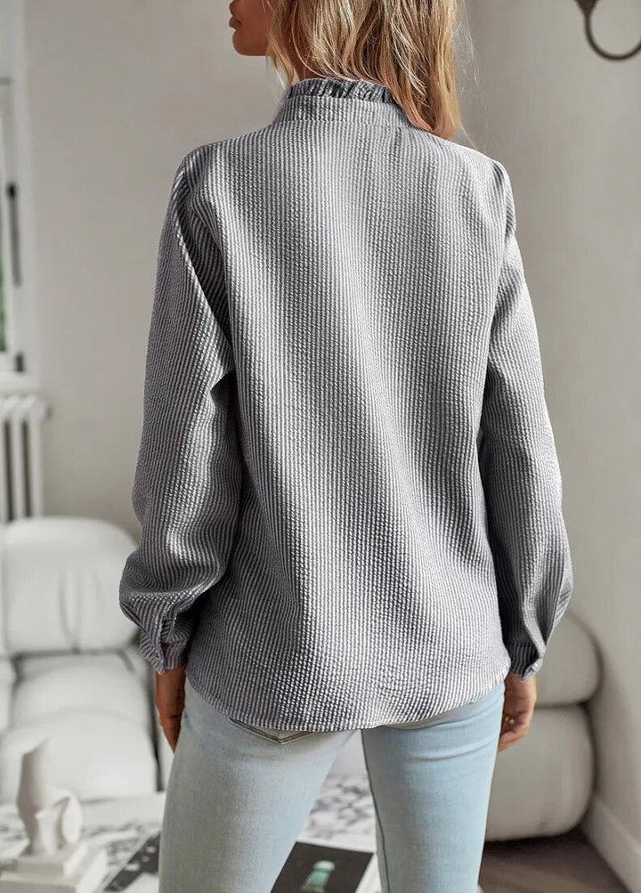 Selene | Long Sleeve Blouse with Cuff Collar Design - Ciara & Fiona
