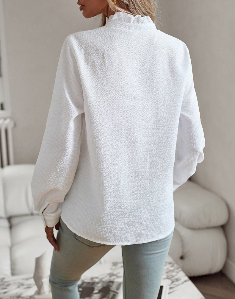 Selene | Long Sleeve Blouse with Cuff Collar Design - Ciara & Fiona