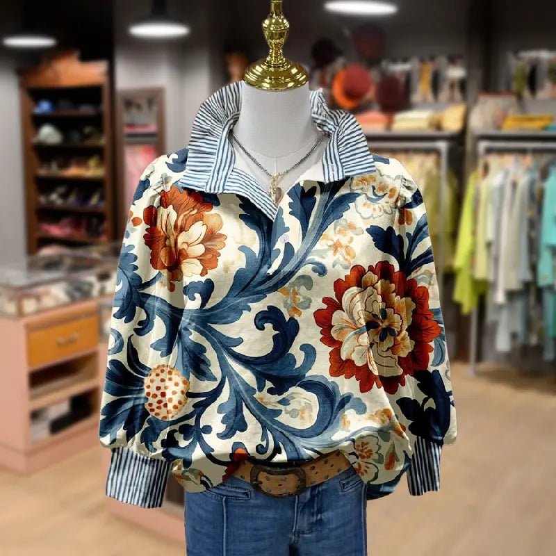 Serenity | Classy Vintage Floral Printed Blouse - Ciara & Fiona