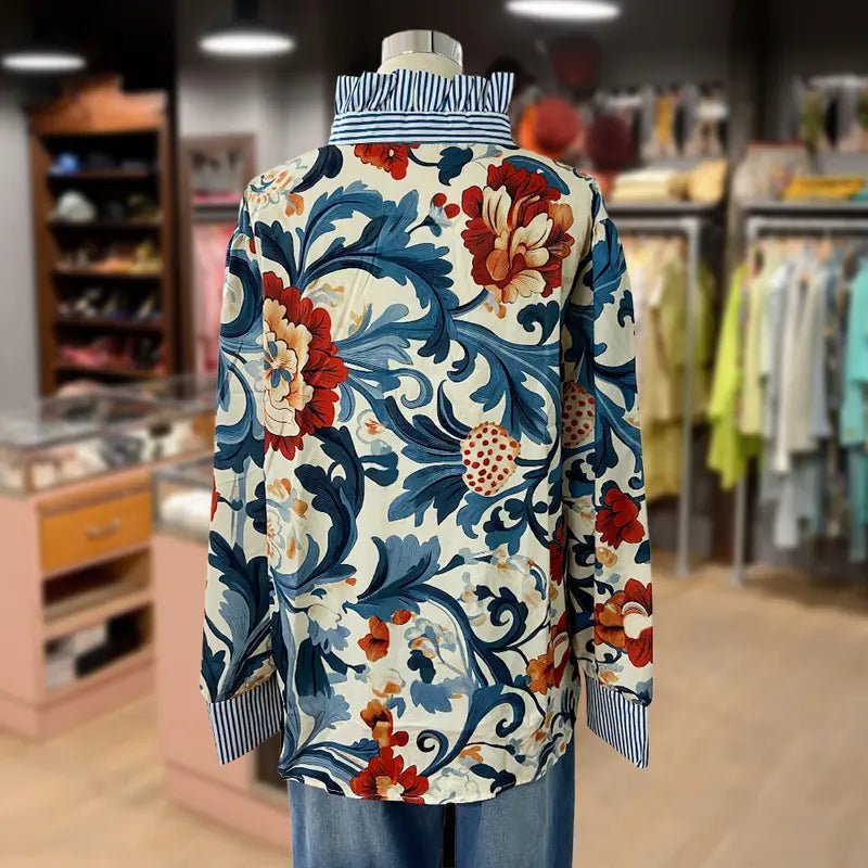 Serenity | Classy Vintage Floral Printed Blouse - Ciara & Fiona
