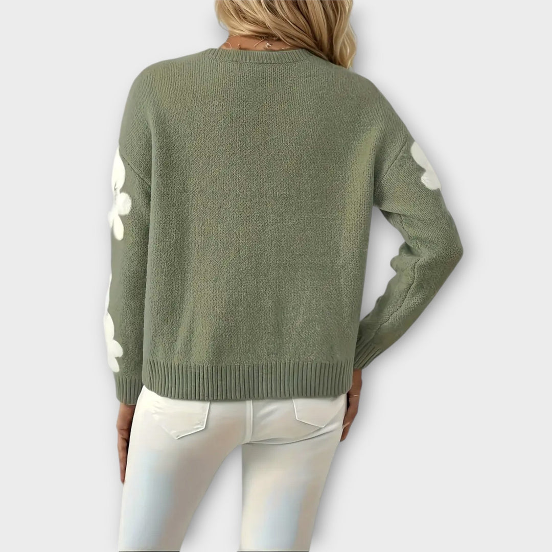 Silke - Cozy Floral Patterned Knit Sweater - Ciara & Fiona