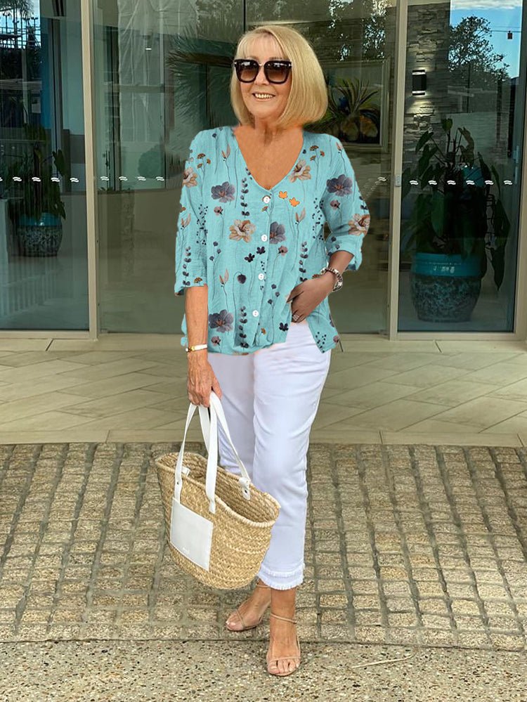 Siobhán | Floral Button - Down Blouse - Ciara & Fiona