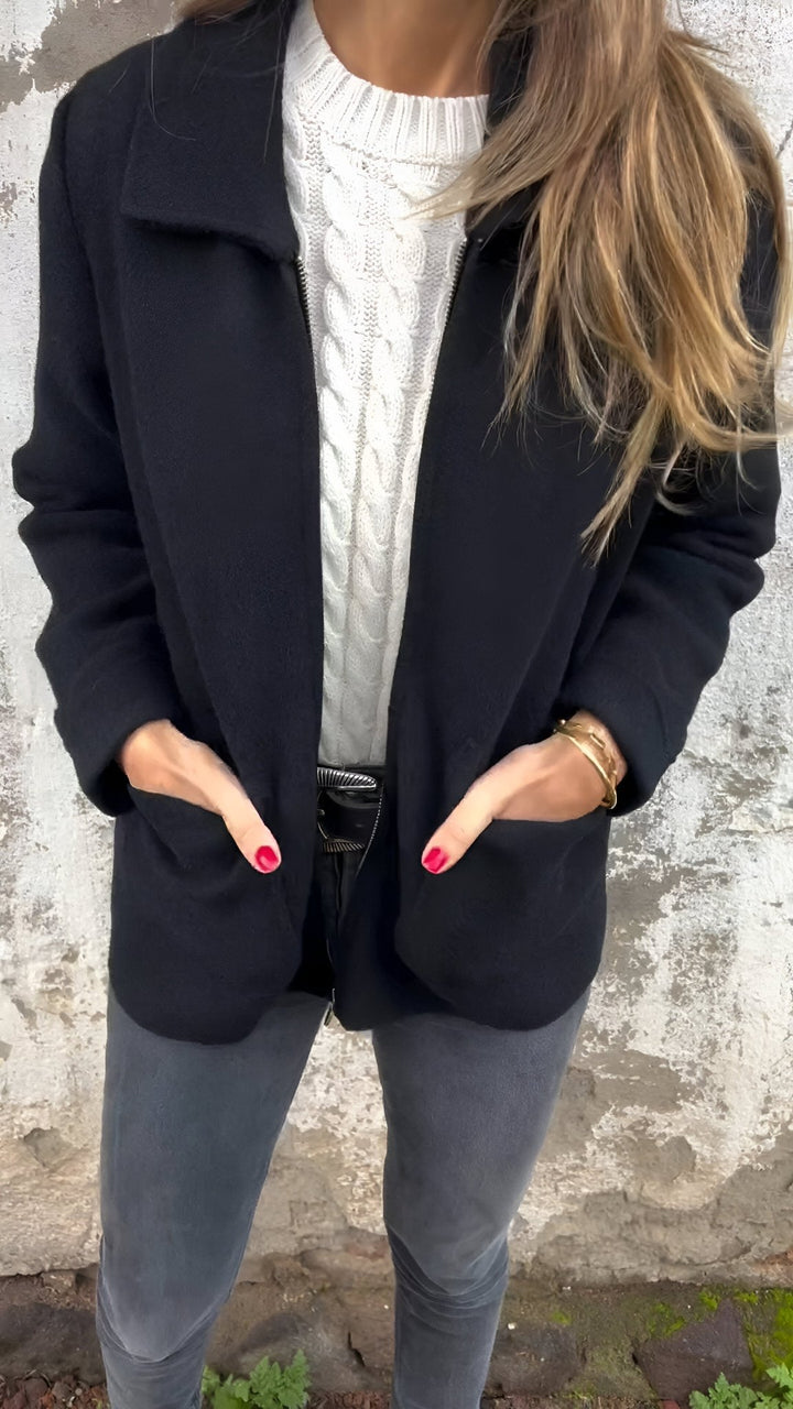 Sutton | Stylish Lapel Zipper Jacket - Ciara & Fiona