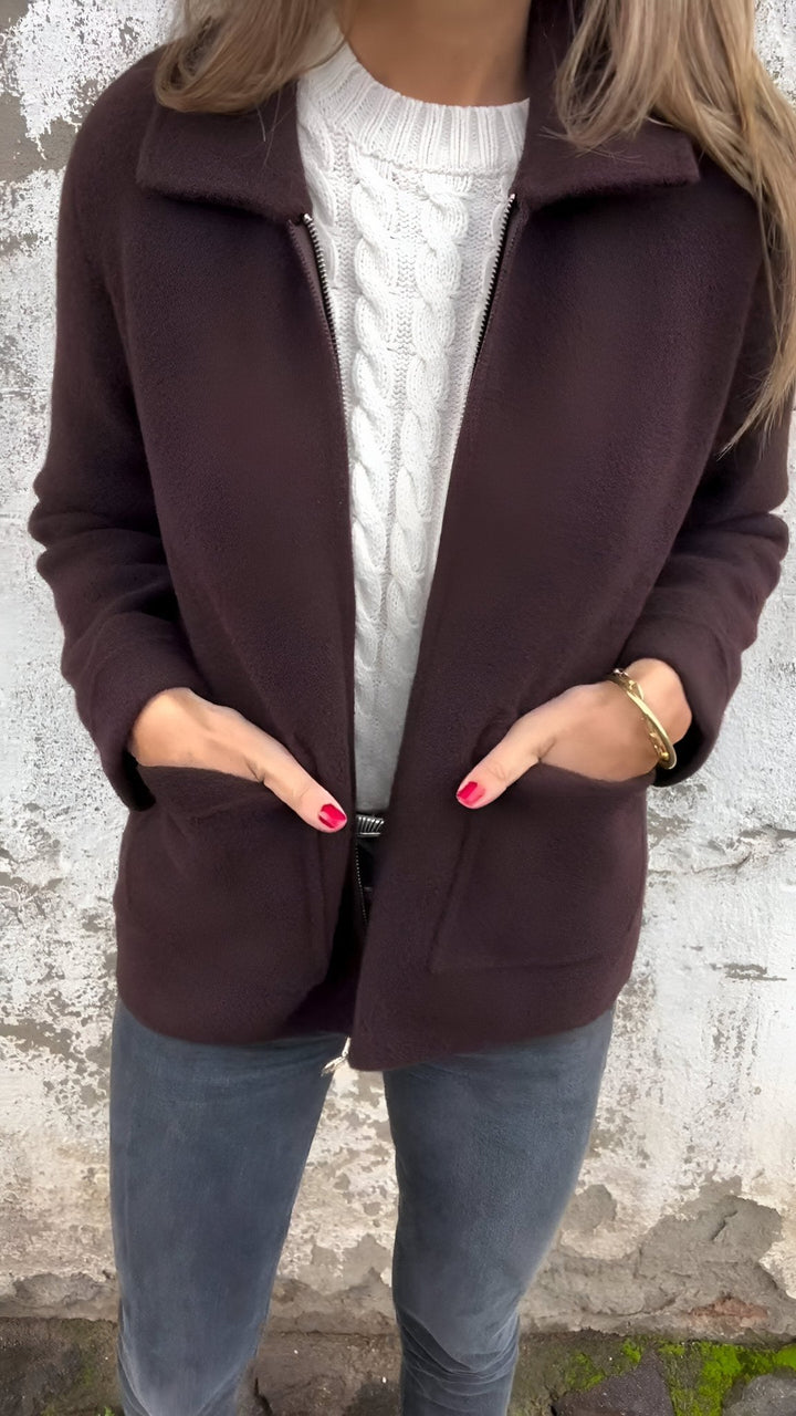 Sutton | Stylish Lapel Zipper Jacket - Ciara & Fiona