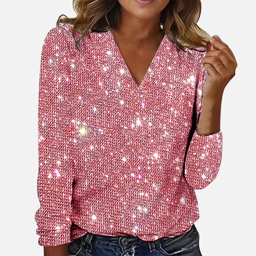 VELISIA | Diamond - Pattern V - Neck Blouse - Ciara & Fiona
