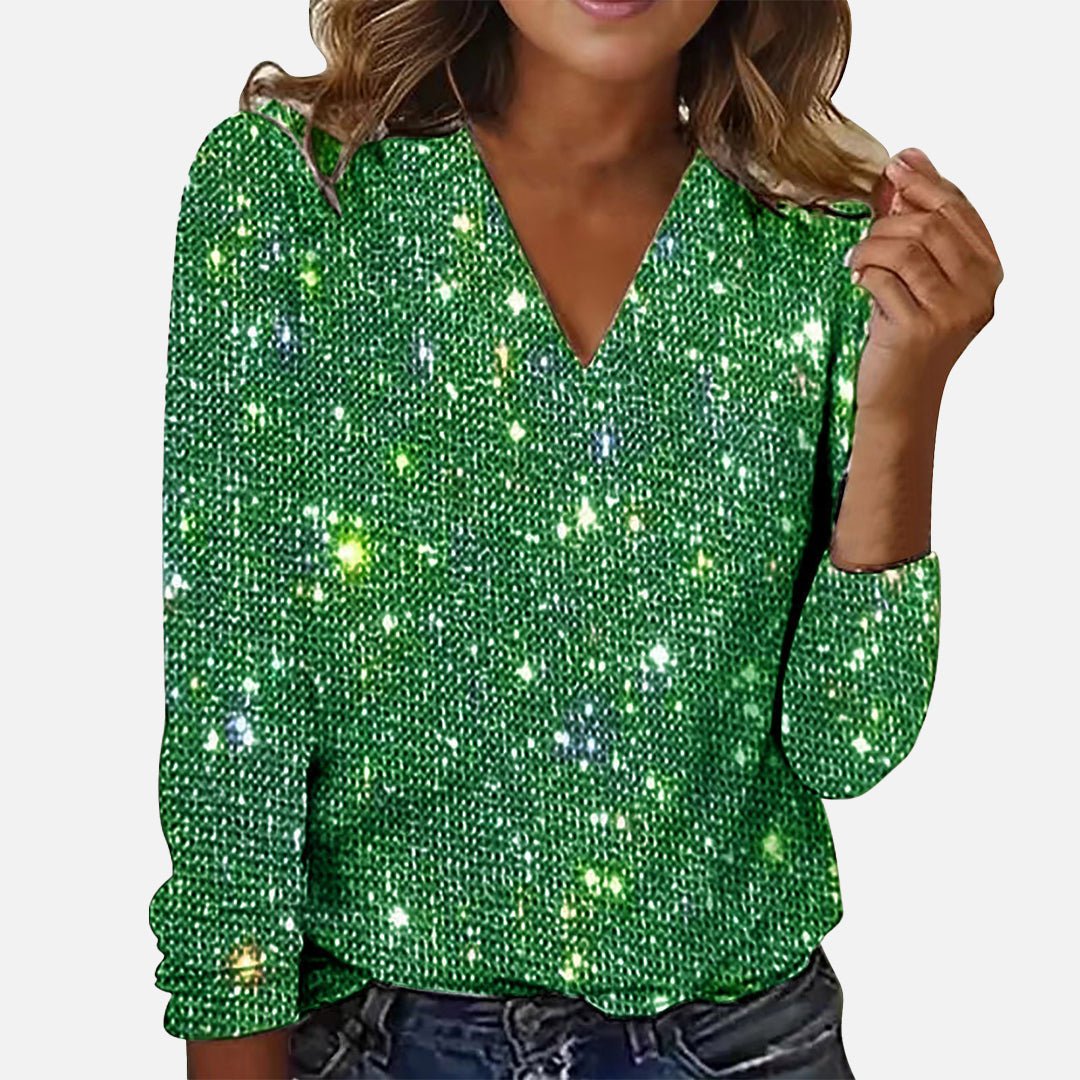 VELISIA | Diamond - Pattern V - Neck Blouse - Ciara & Fiona