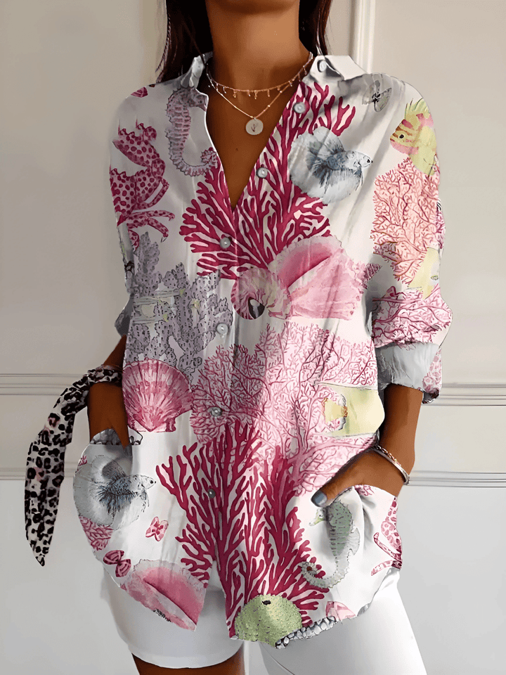 Viviana | Floral Wave Cotton Blouse - Ciara & Fiona